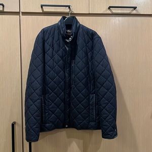 Cole Haan insulated quilted jacket with leather trim